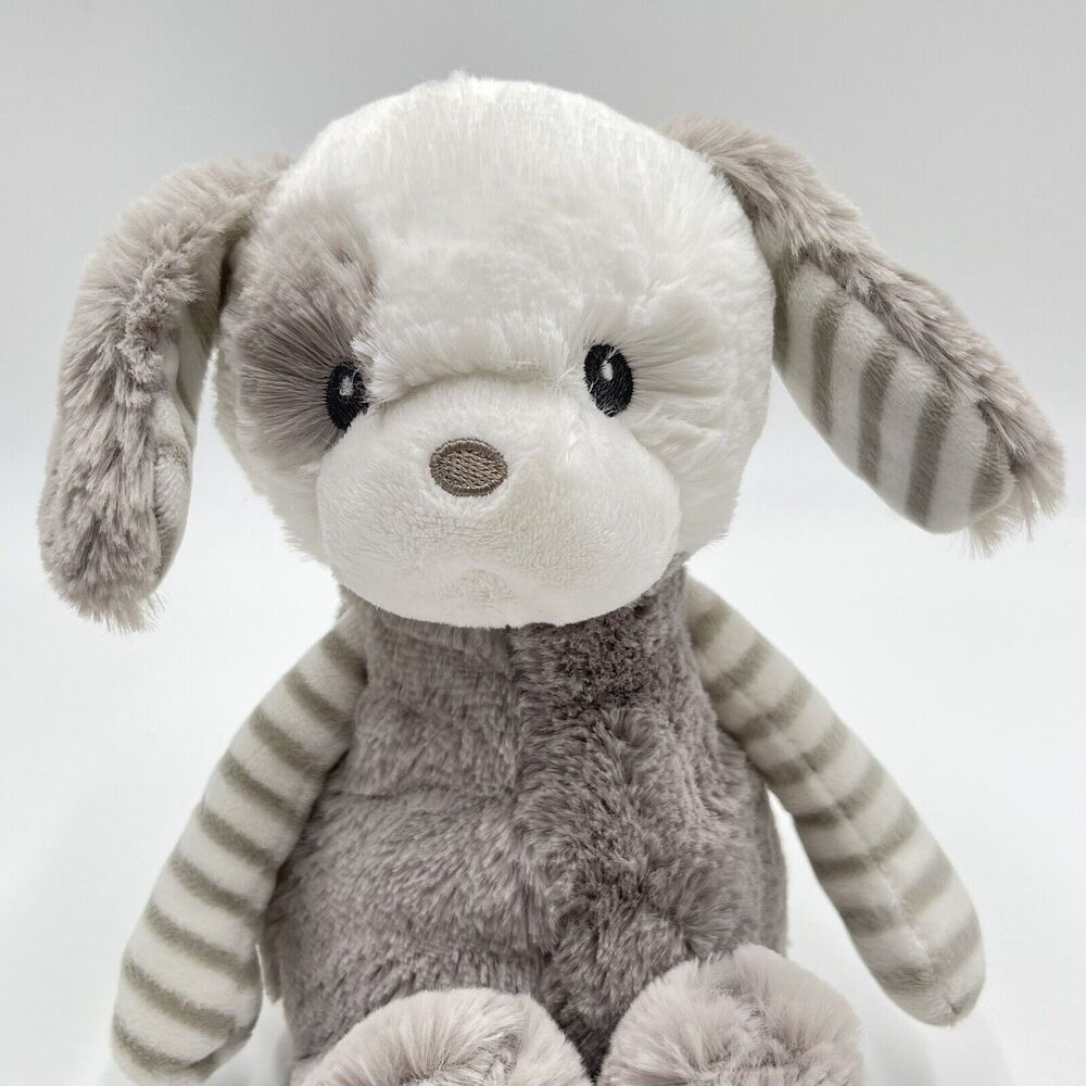 Ebba 10" Grayson Light Gray Striped Plush Dog Puppy Baby Stuffed Animal Aurora